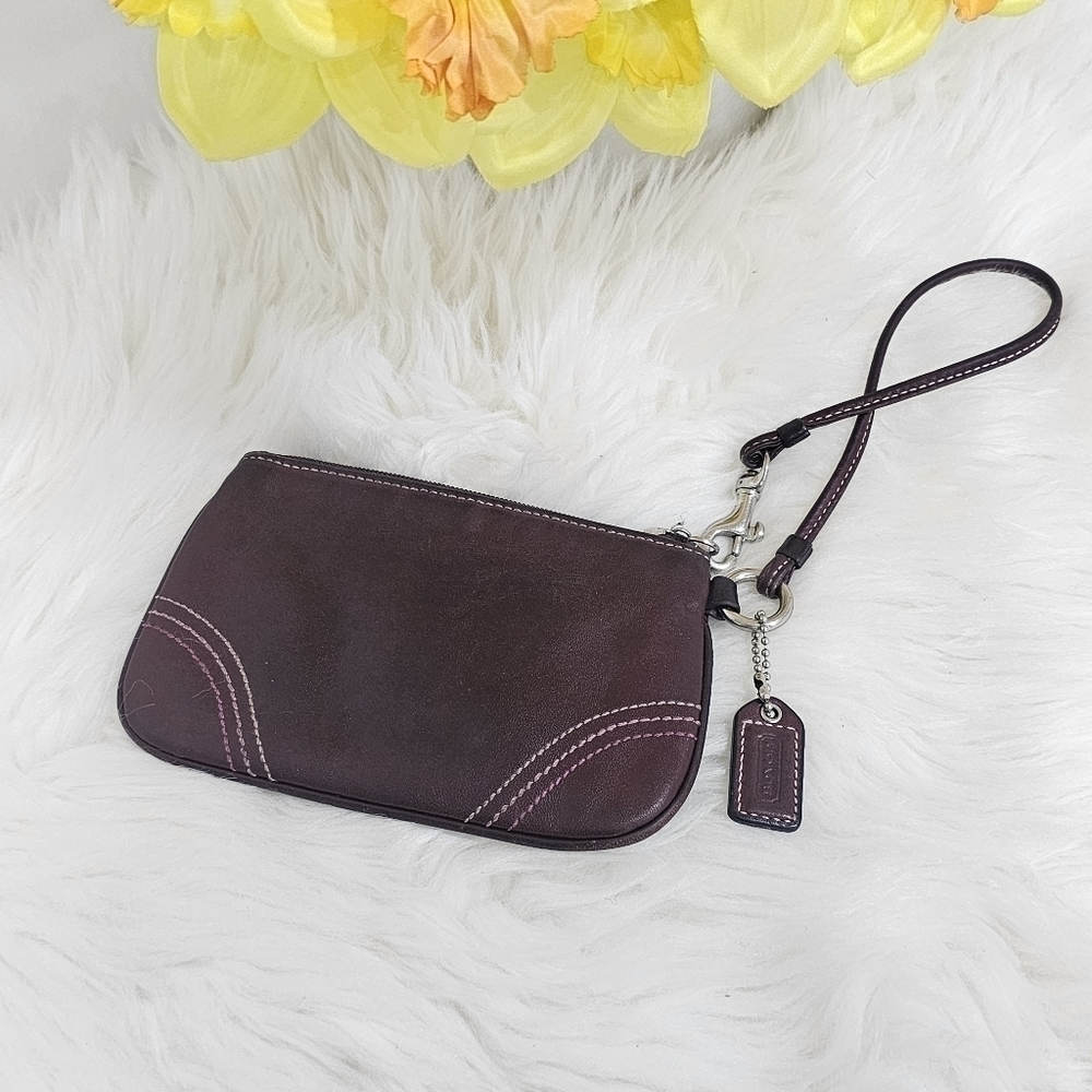 Coach wristlet leather wine color